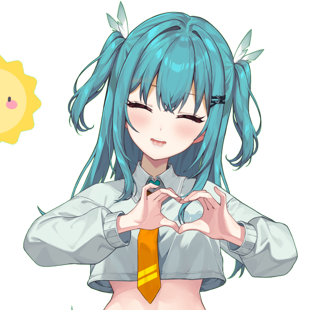 Summer Bot mascot making a heart with both hands